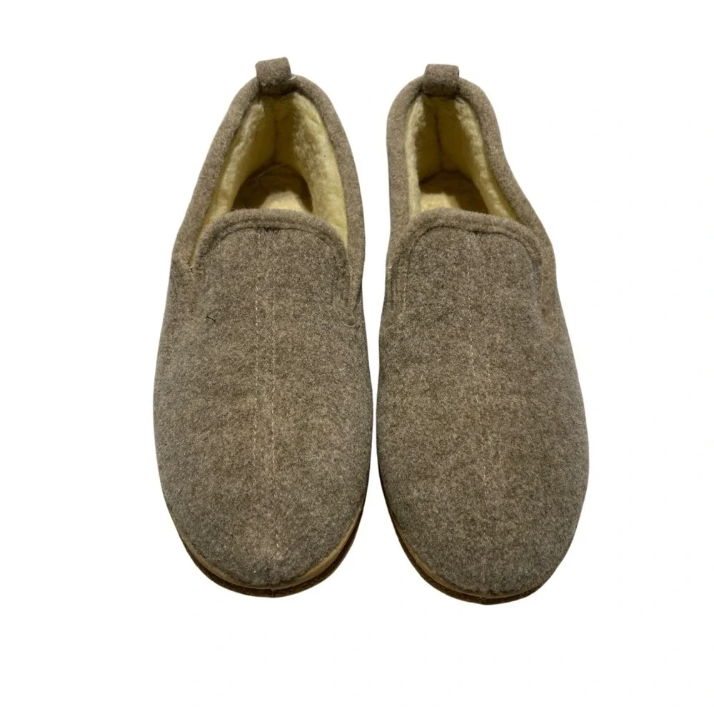 Slippero International Mens Wool Felt Slip-On Slippers With Natural Rubber Sole